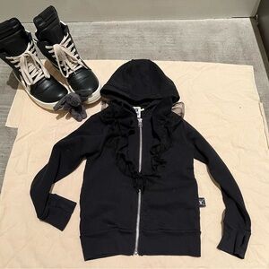Nununu Kids Black Cotton Zip Hoodie Jacket 4-5